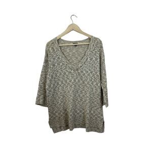 Lilla P Small Sweater Pullover 3/4 Sleeve V-Neck Brown Space Dye Womens